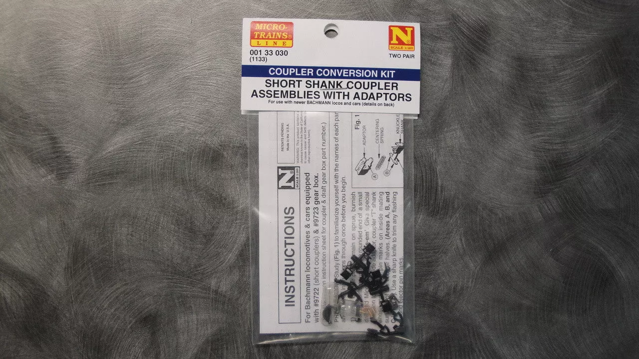 00133030 MICRO TRAINS / 001 33 030 Medium SHANK COUPLER ASSEMBLIES WITH ADAPTORSBac (1133)(SCALE=N)