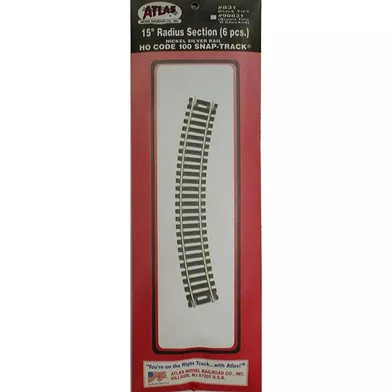 0831 Atlas HO-Code 100 15" Radius Track (6)
