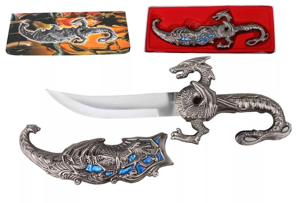 10″ Fantasy Dragon Dagger with gift box (blue fitting)