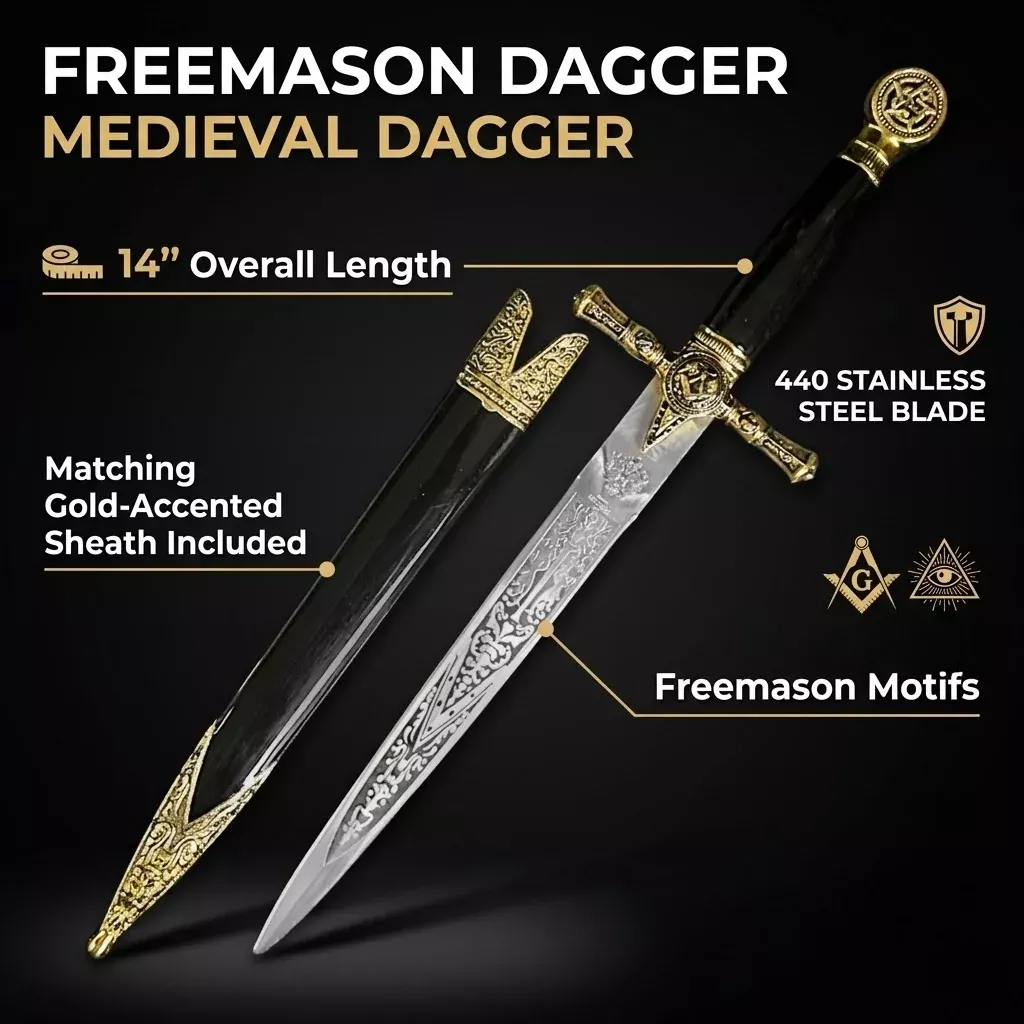 15 3/4″ Freemason Dagger with Scabbard