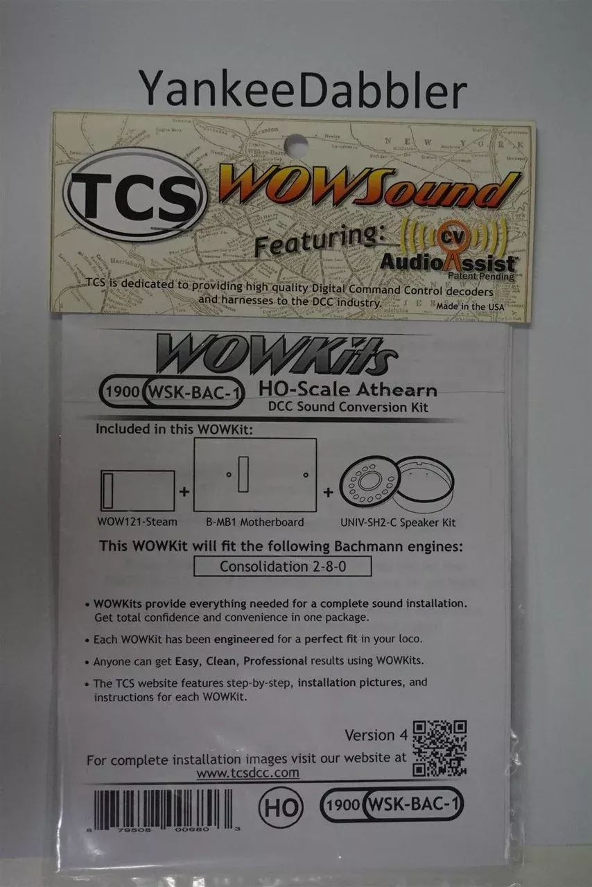 1900 TRAIN CONTOL SYSTEMS (TCS) Bachmann (WSK-BAC-1)WOW- STEAM HO Bachmann Version 4 CONVERSION KIT - HO ScaleYankeeDabbler Part # 745-1900