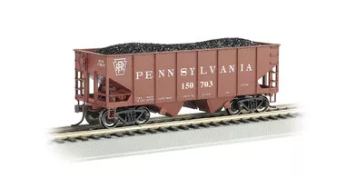 19512 HO Scale Bachmann 55-Ton 2-Bay USRA Outside Braced Hopper w/Removable Coal Load-Pennsylvania #150703