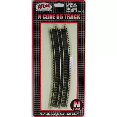 2018 Atlas N Scale Code 55 Track 15" Radius Full Section (6 pcs/pk)