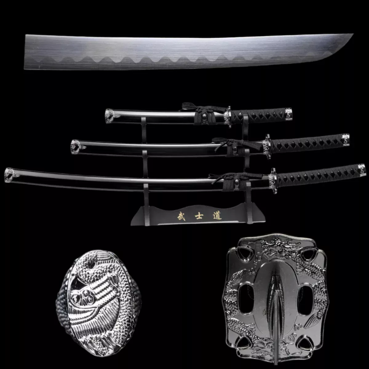 3-Piece Katana, Wakizashi & Tanto Samurai Sword Set
