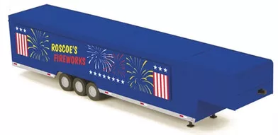 30-50072 O MTH RailKing Vendor Trailer-Roscoe's Fireworks