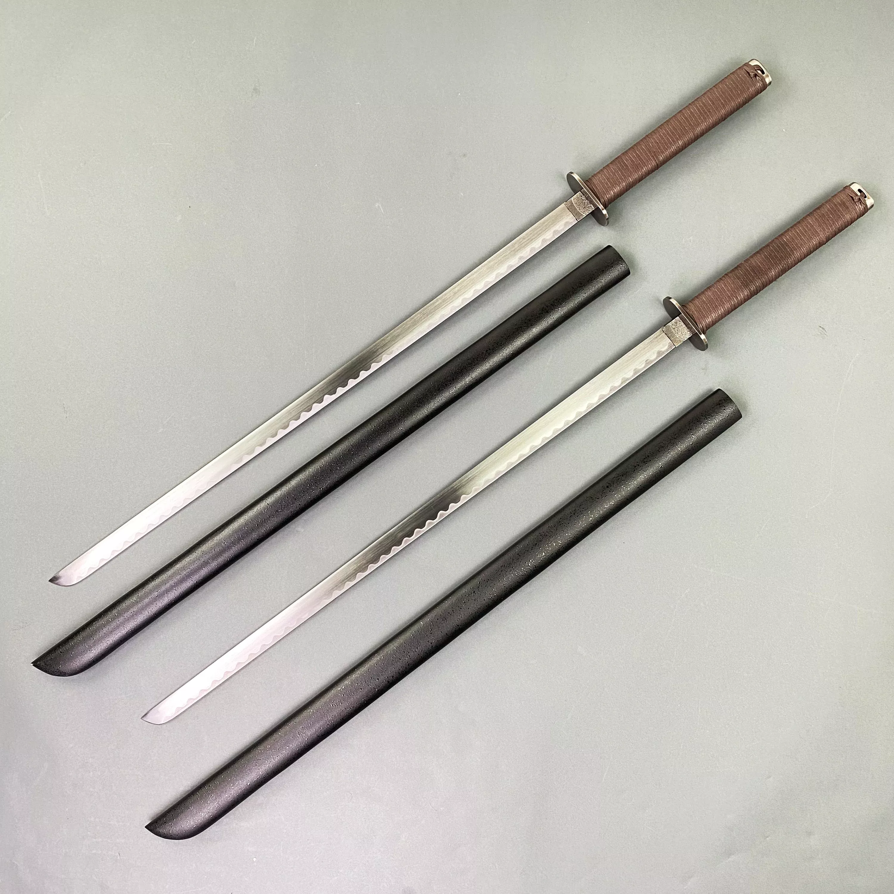39 1/4" 2 PCS Ninja Swords w/ leather frog