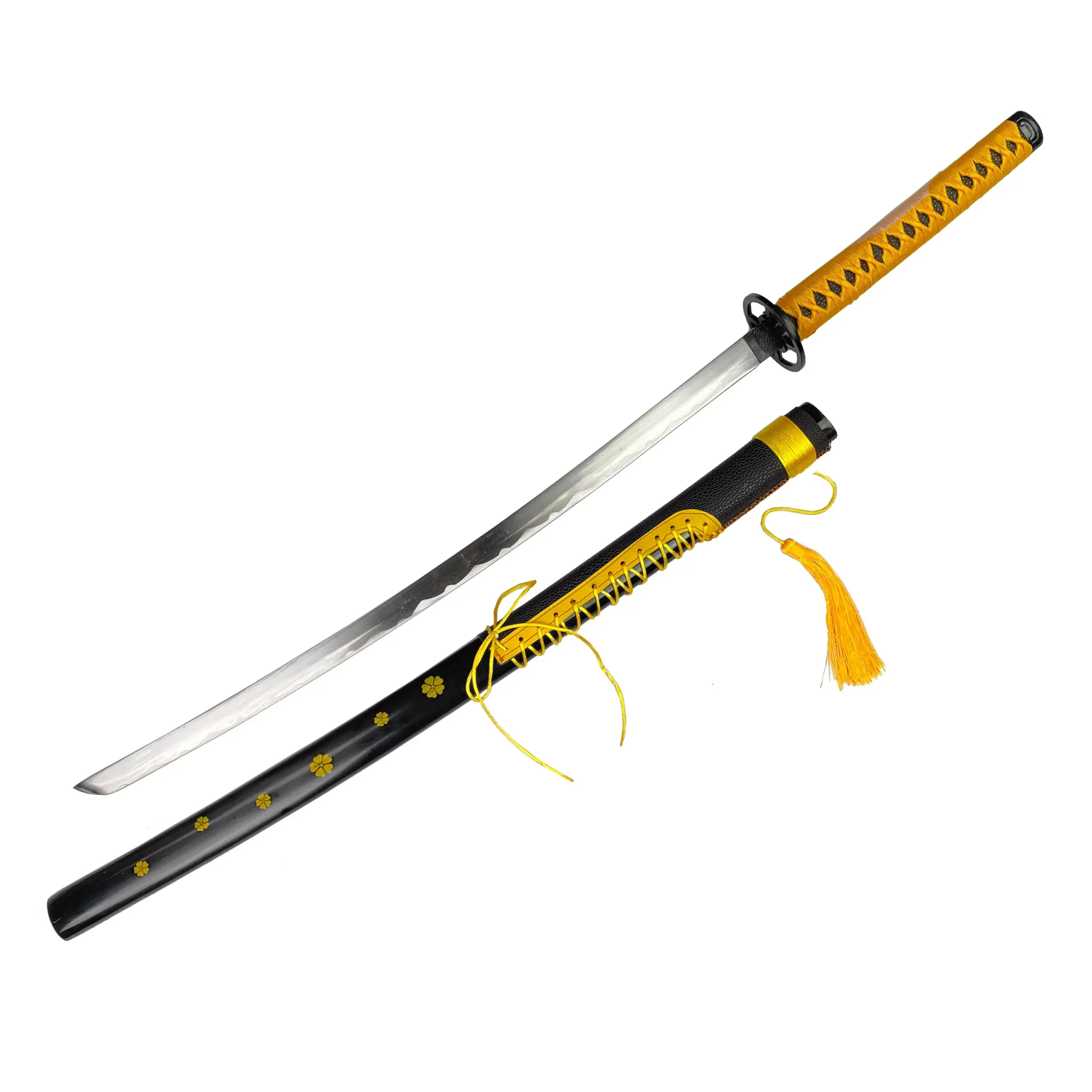 40″ Metal Black Yellow Flowers Katana
