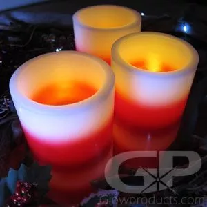5 Inch LED Flameless Candles - Red White Stripes