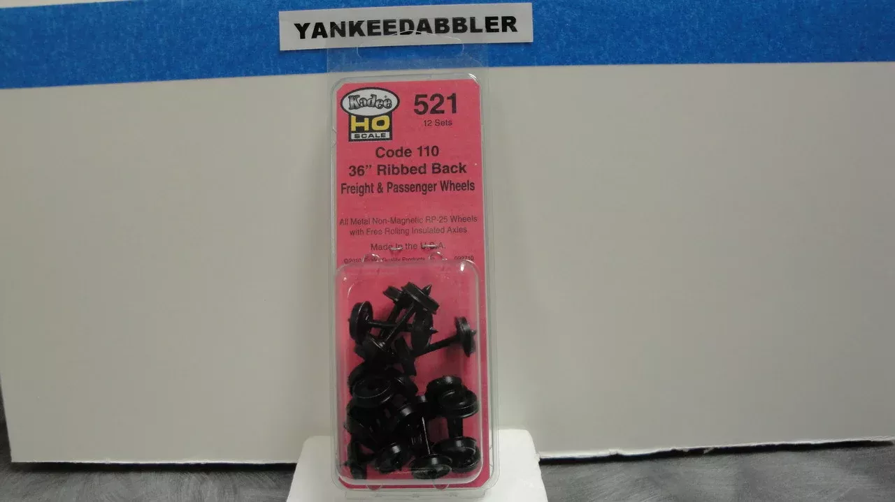 521 Kadee / 36" Diameter Ribbed Back Code 110 "Standard" Wheelsets Package of 12(HO Scale) Part # 380-521