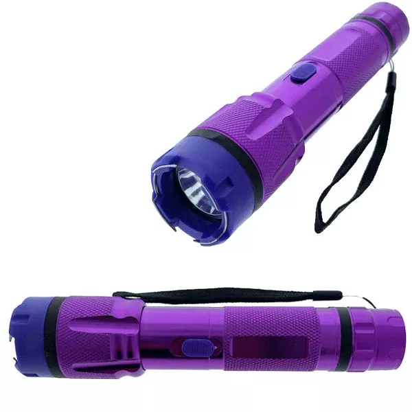 6.75″ High Voltage Stun Gun Flashlight Purple