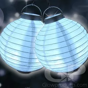 8 Inch White Paper Lanterns with LED Lights