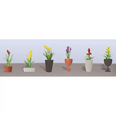 95568 O Scale JTT Scenery Assorted Potted Flower Plants 2 6/pk