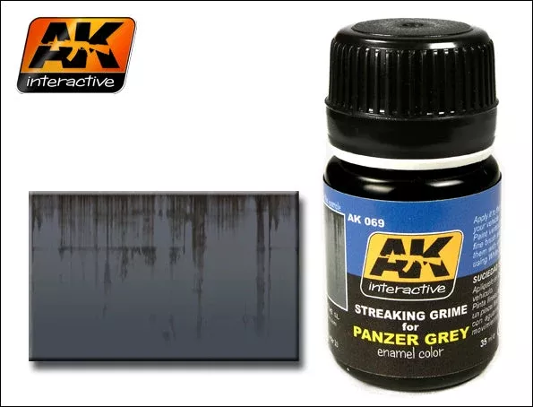 AK Interactive 69 Panzer Grey Streaking Grime Enamel Paint 35ml Bottle