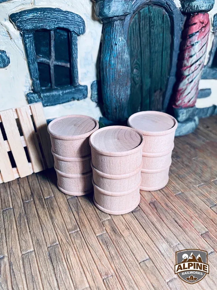 Alpine Railworks 1018 G Scale Unpainted Oil Barrels (3)