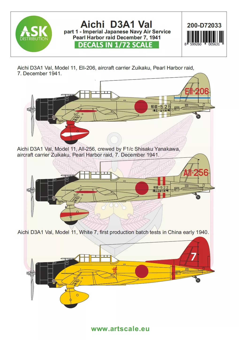 Art Scale 200-D72033 1:72 Aichi D3A1 Val part 2