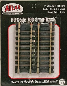 Atlas 823 HO Scale Code 100 Track 3″ Straight