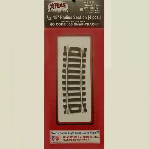 Atlas #835 HO CODE 100 1/3 18″ RADIUS TRACK