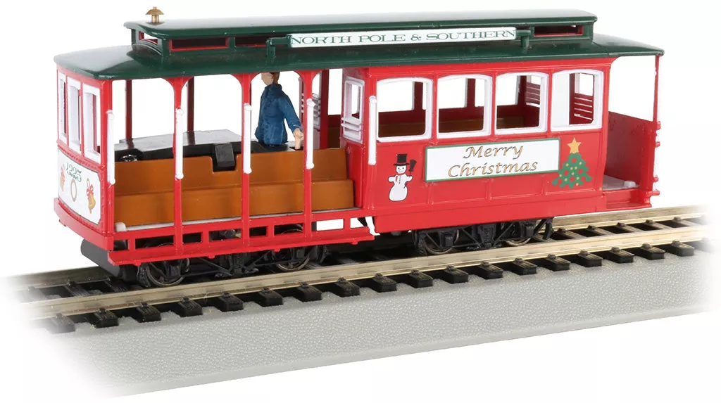 Bachmann 60535 CABLE CAR WITH GRIP MAN – CHRISTMAS HO SCALE NEW