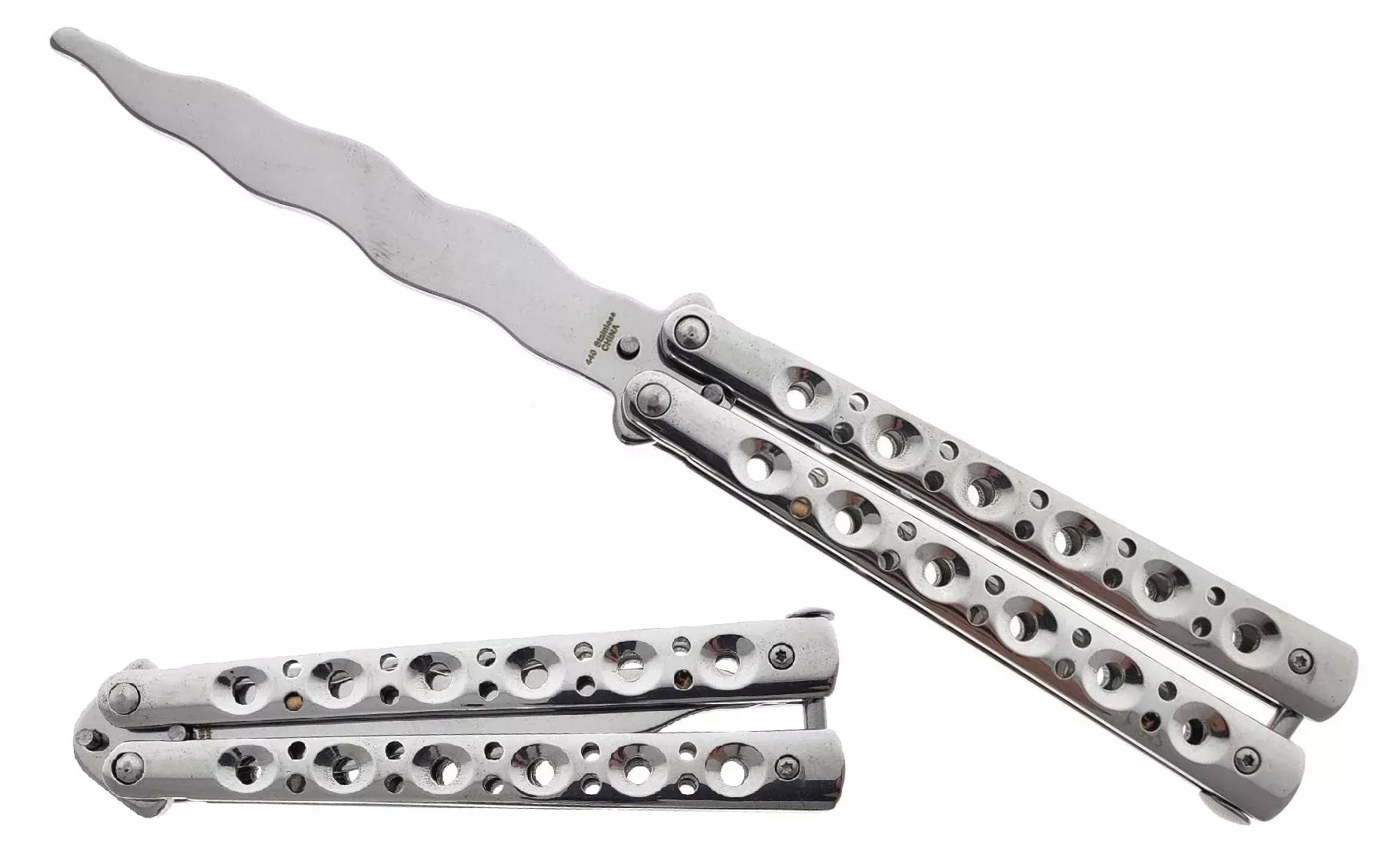 Ballisong Trainer – 9″ Chrome Butterfly Knife Practice