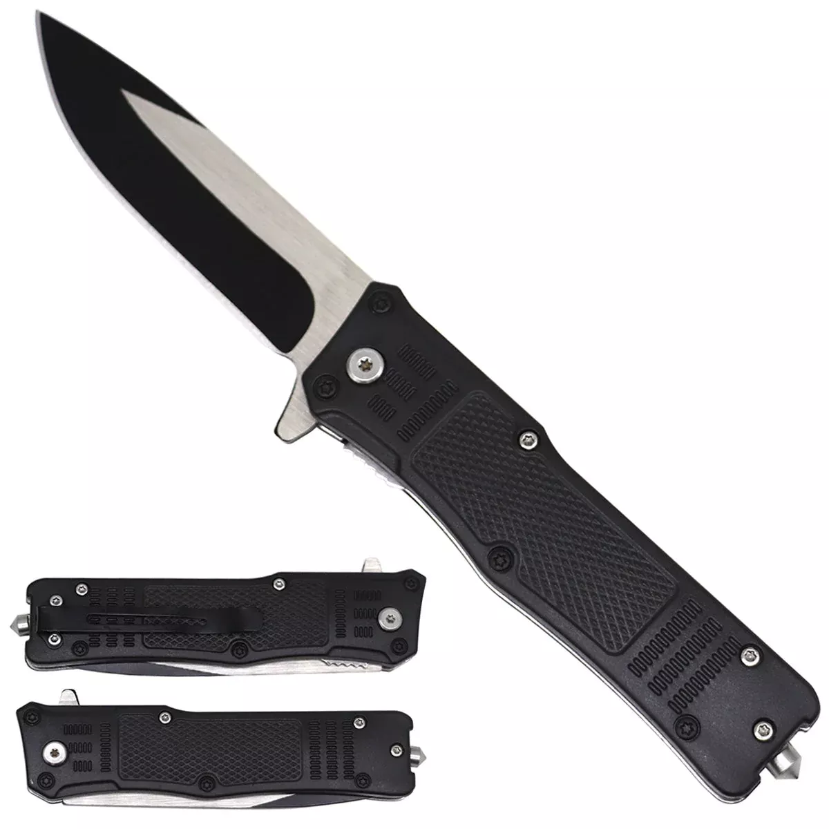Black Handle Spring Assisted Pocket Knife