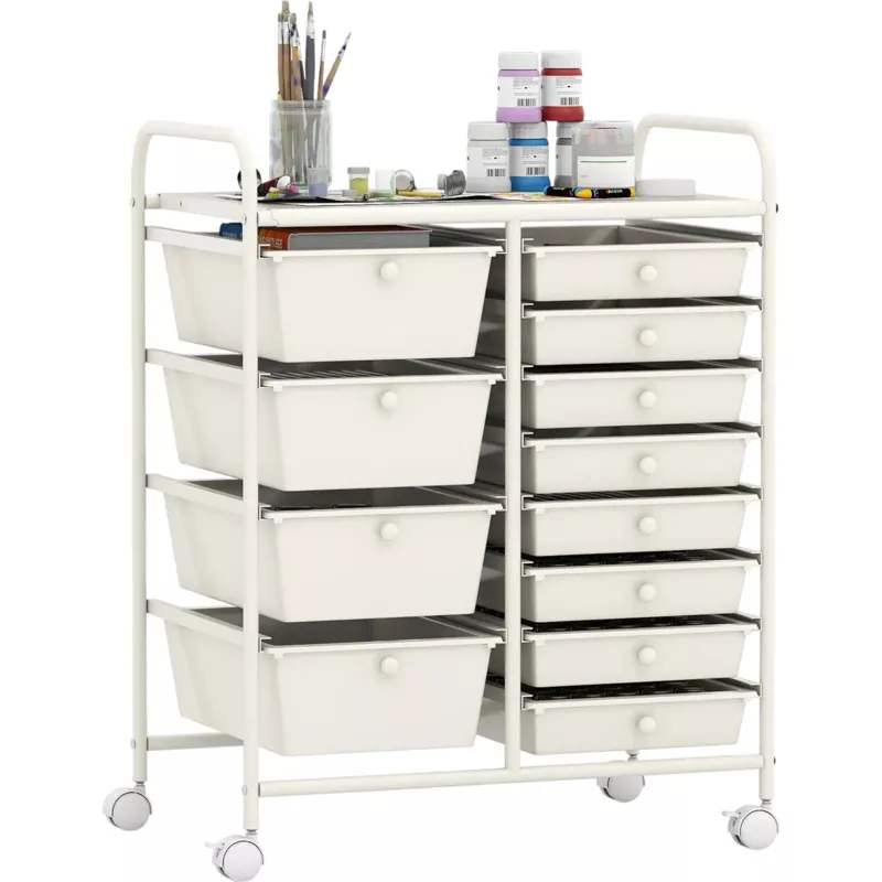 Costway 12-Drawer Utility Rolling Storage Cart 69286716 New White