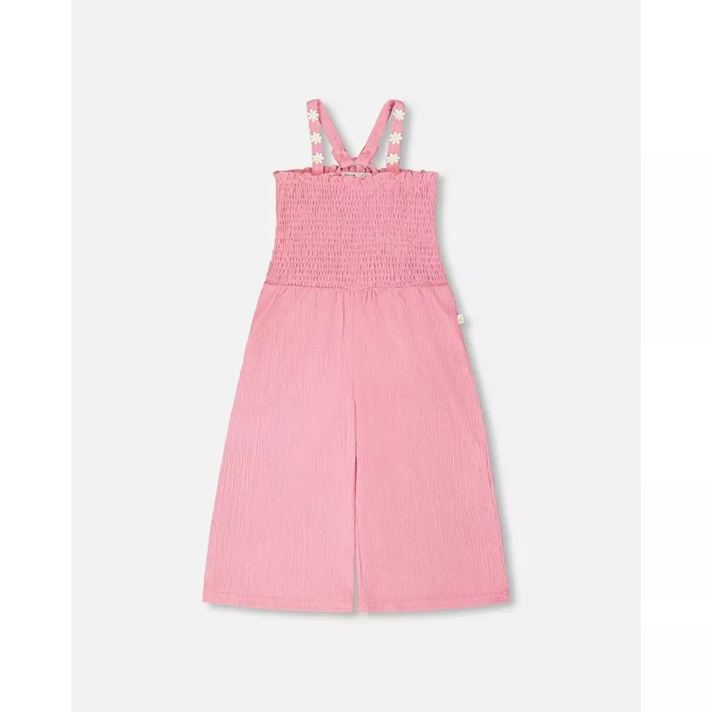 Crinkle Jersey Jumpsuit With Smocking Pink