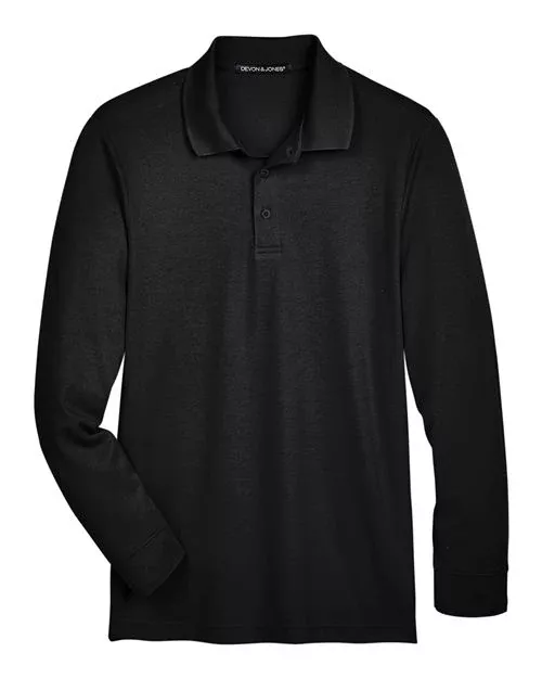 Devon & Jones DG20LT CrownLux Performance Men’s Tall Plaited Long Sleeve Polo