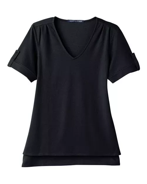 Devon & Jones DG20WB Ladies’ CrownLux Performance Plaited Rolled-Sleeve Top