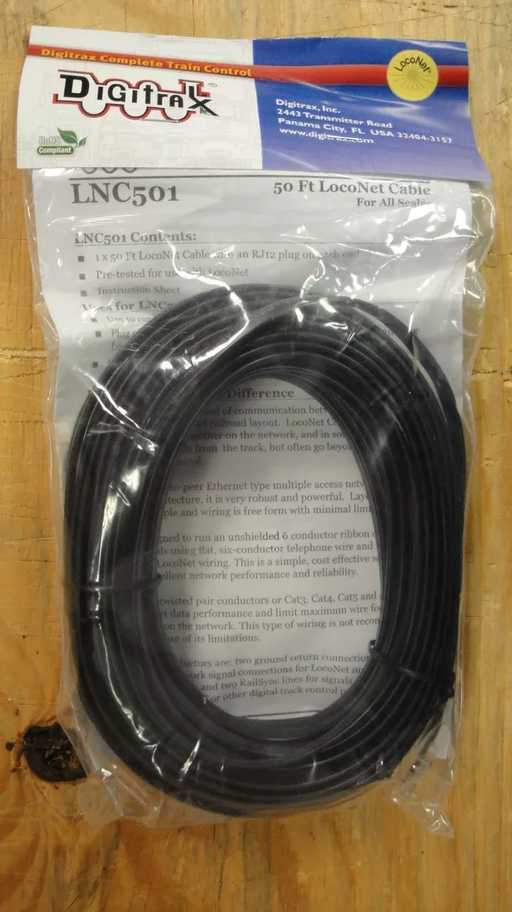 Digitrax LNC501 50' LocoNet Cable(Scale = ALL)Part # 245-LNC501