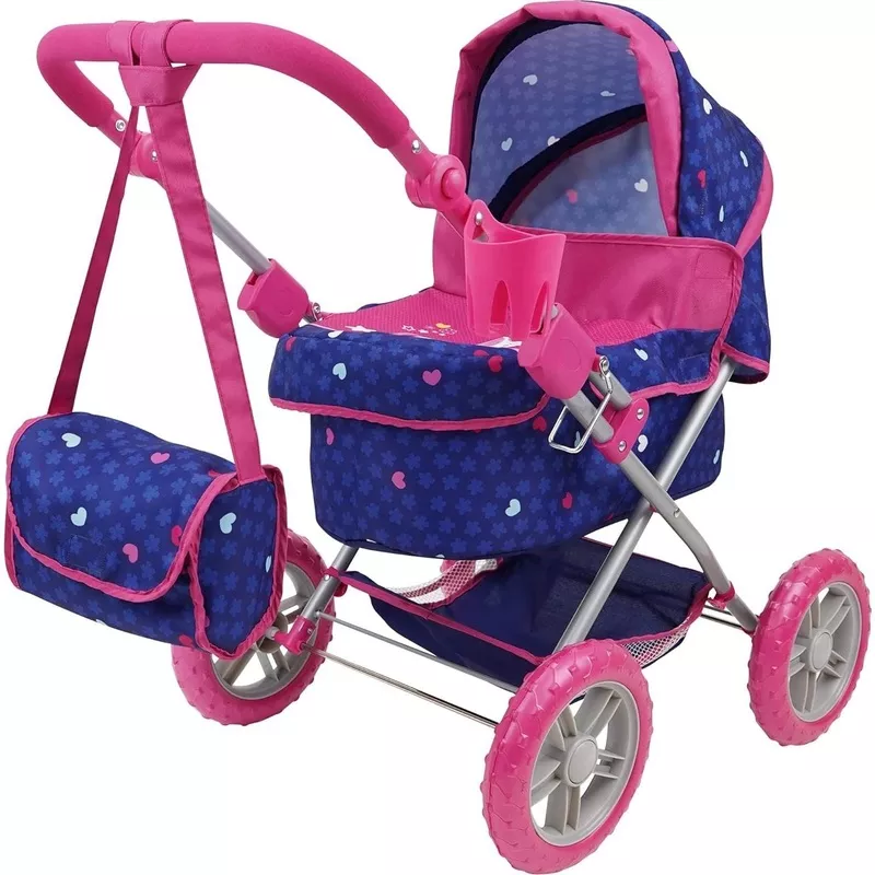 Doll Pram Doll Accessory w/ Removable Bassinet & Matching Bag