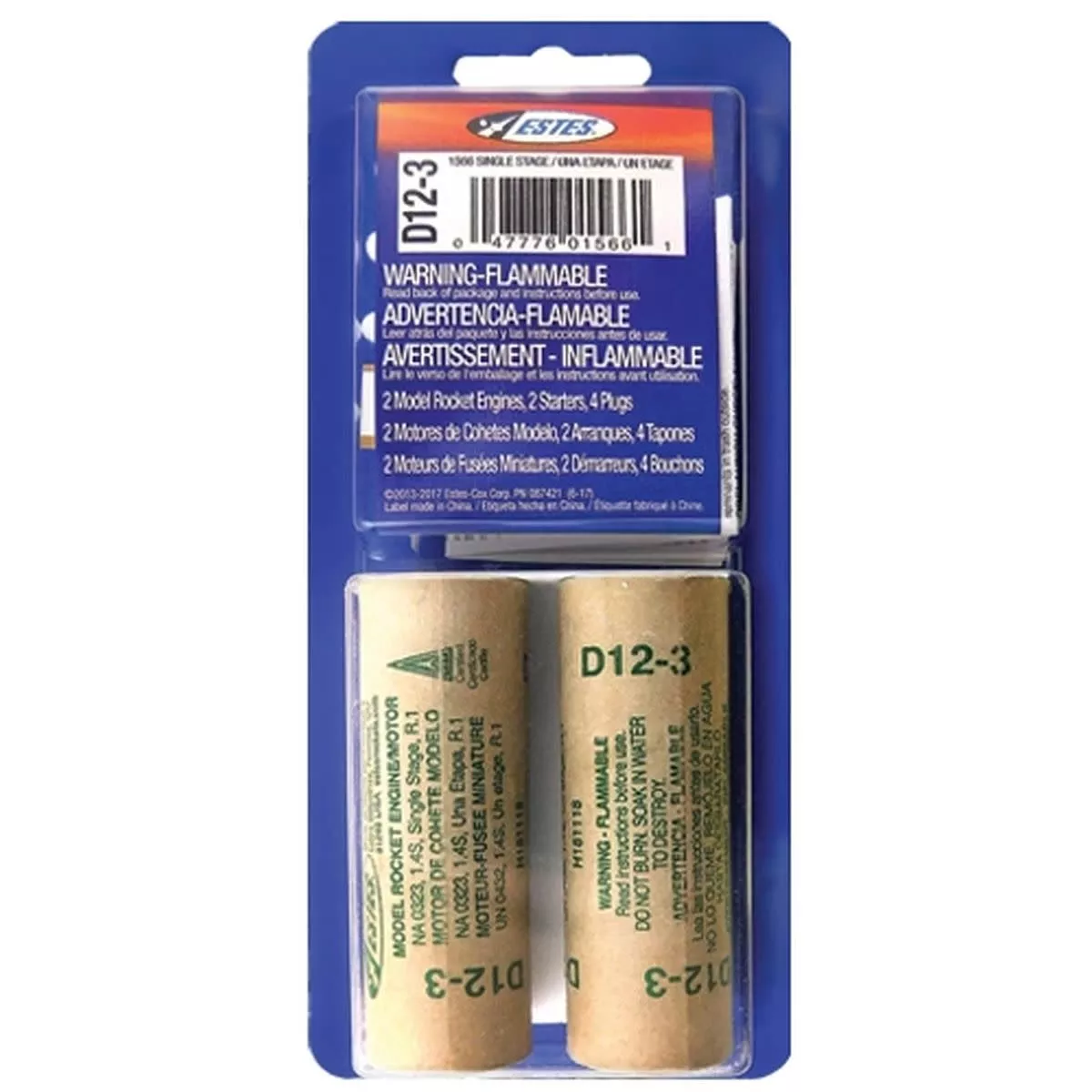 Estes 1566 D12-3 Rocket Engines - 2 Pack