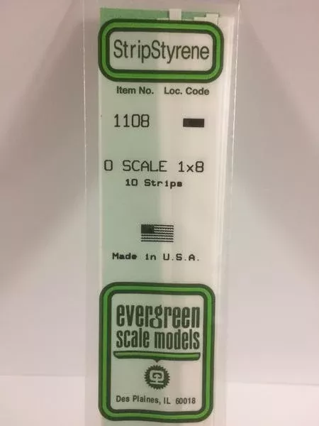 Evergreen Scale Models 1108 .020" X .166" Opaque White Polystyrene Strips (10)