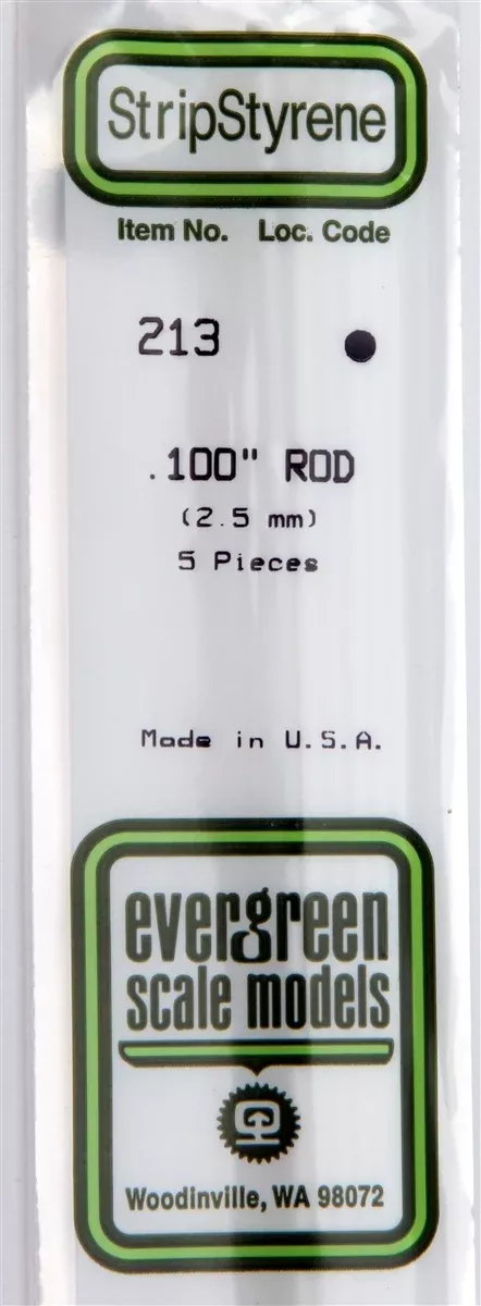 Evergreen Scale Models 213 Round Rod .100" (5)