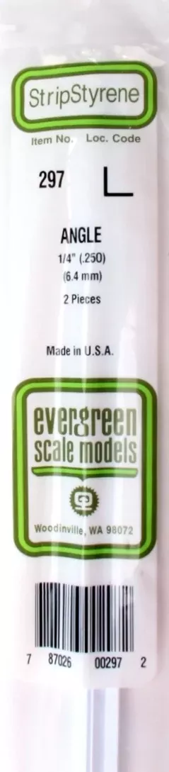 Evergreen Scale Models 297 Angle .250" (2)