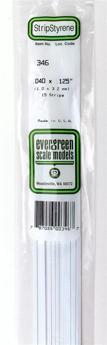 Evergreen Scale Models 346 24" Strip Pack .040" x .125" (15)