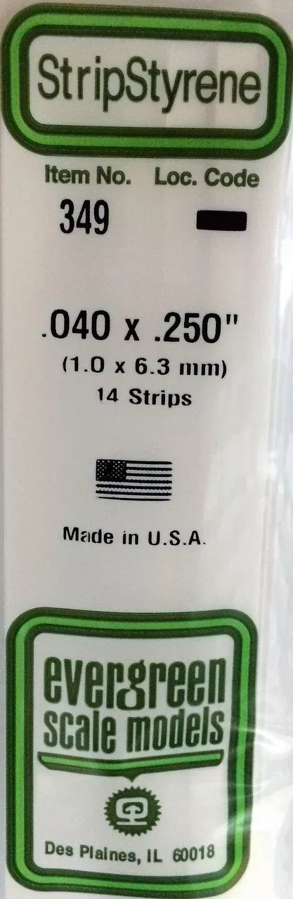 Evergreen Scale Models 349 24" Strip Pack .040" x .250" (14)