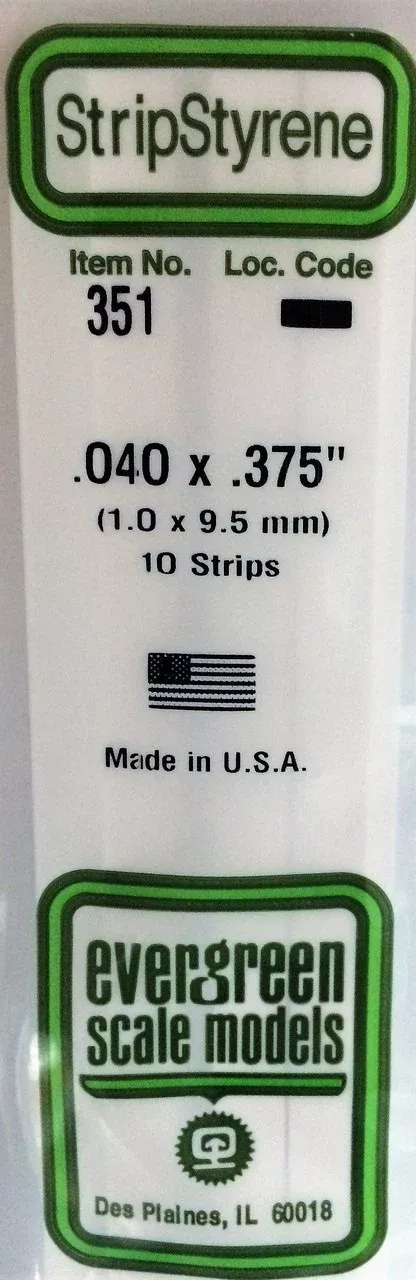 Evergreen Scale Models 351 24" Strip Pack .040" x .375" (10)