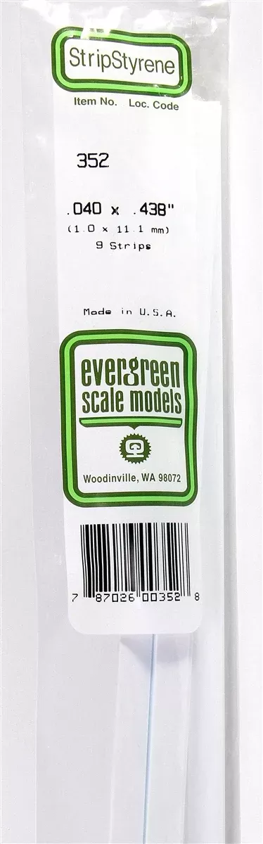Evergreen Scale Models 352 24" Strip Pack .040" x .438" (9)