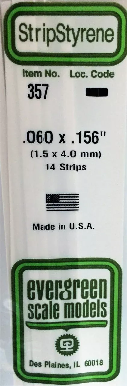 Evergreen Scale Models 357 24" Strip Pack .060" x .156" (14)