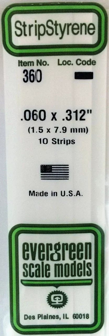 Evergreen Scale Models 360 24" Strip Pack .060" x .312" (10)