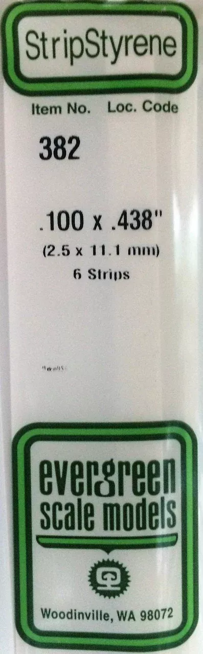 Evergreen Scale Models 382 24" Strip Pack .100" x .438" (6)