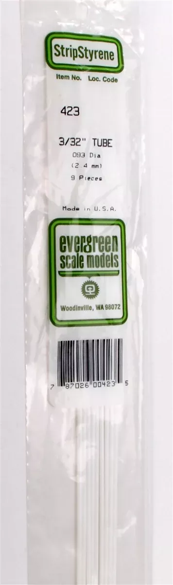 Evergreen Scale Models 423 .093" Round Tubing (9)
