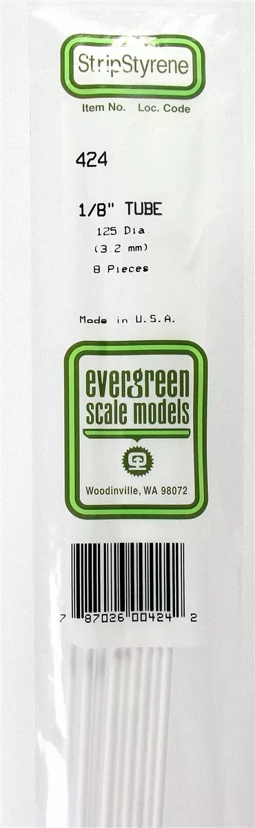 Evergreen Scale Models 424 .125" Round Tubing (8)