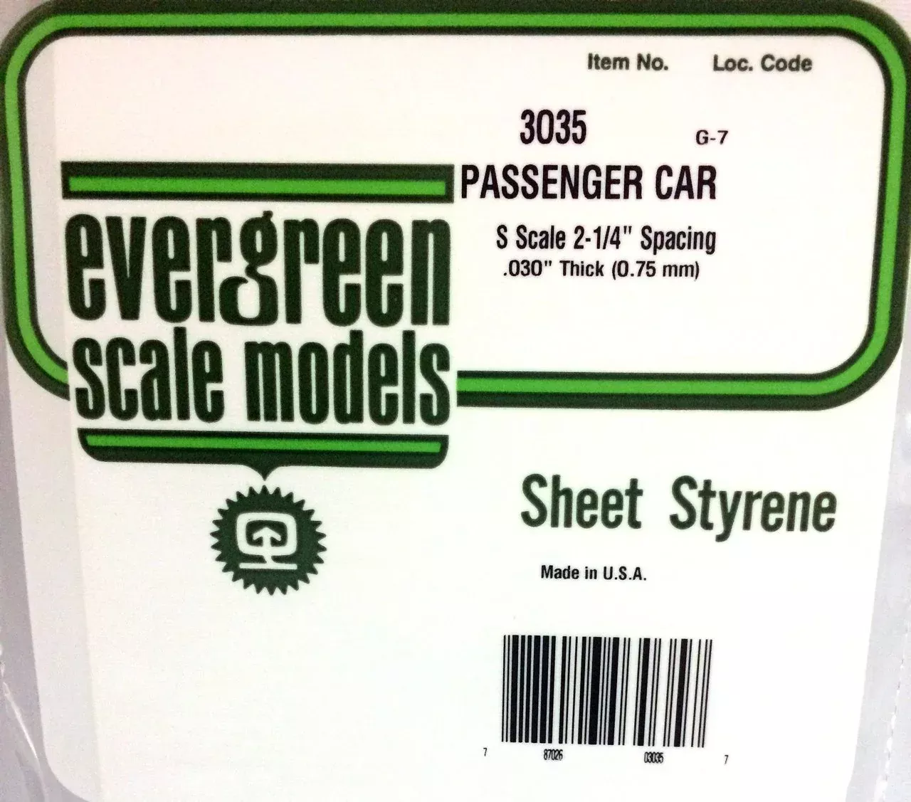 Evergreen Scale Models S 3035 Passenger Car Siding, 2-1/4" Spacing
