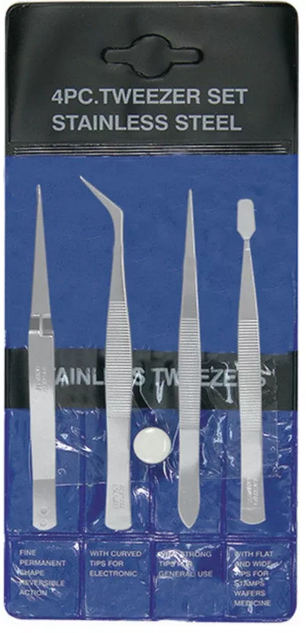 Excel Tools 30416 4pc TWEEZERS POUCH SET