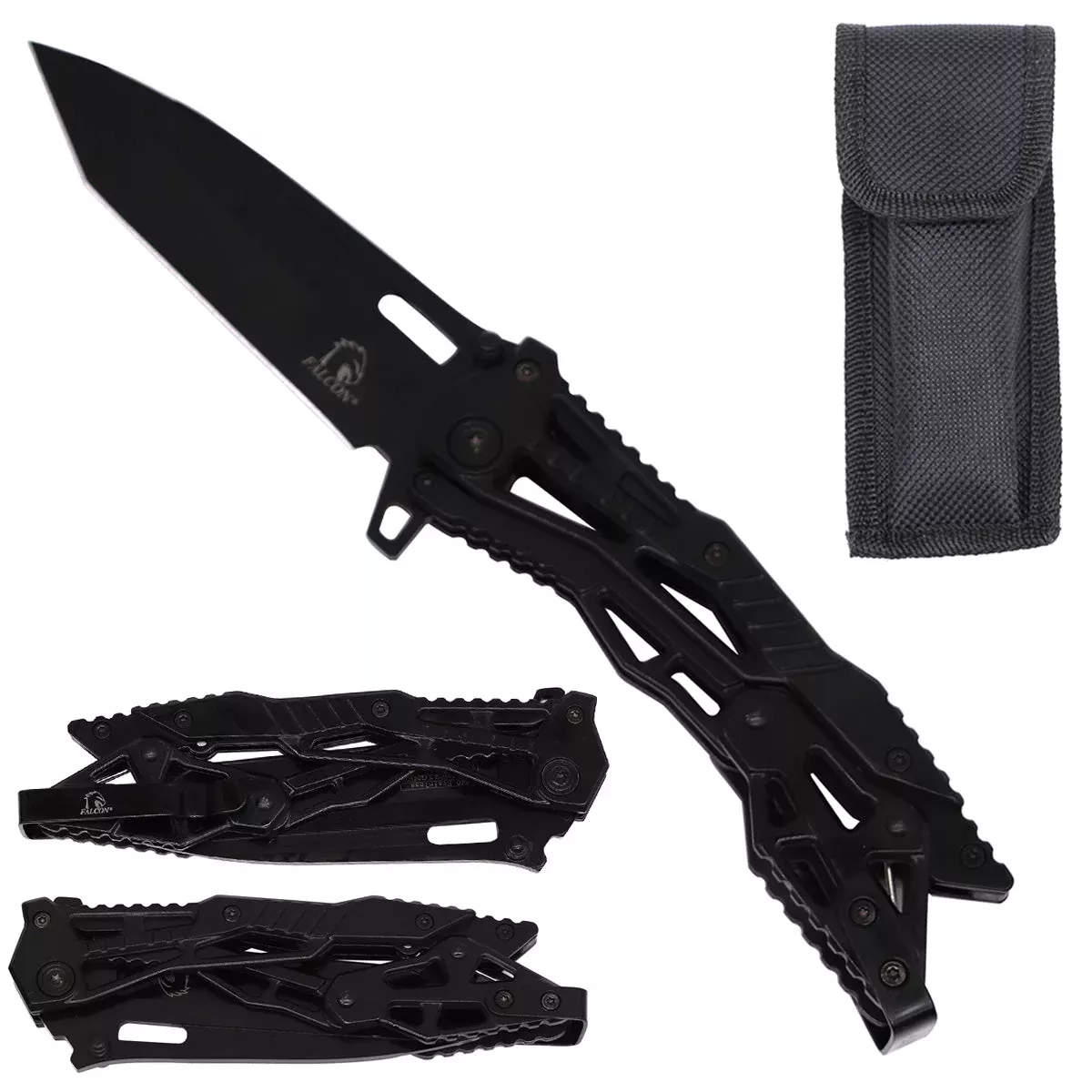 Falcon Black Spring Assisted Pocket Knife