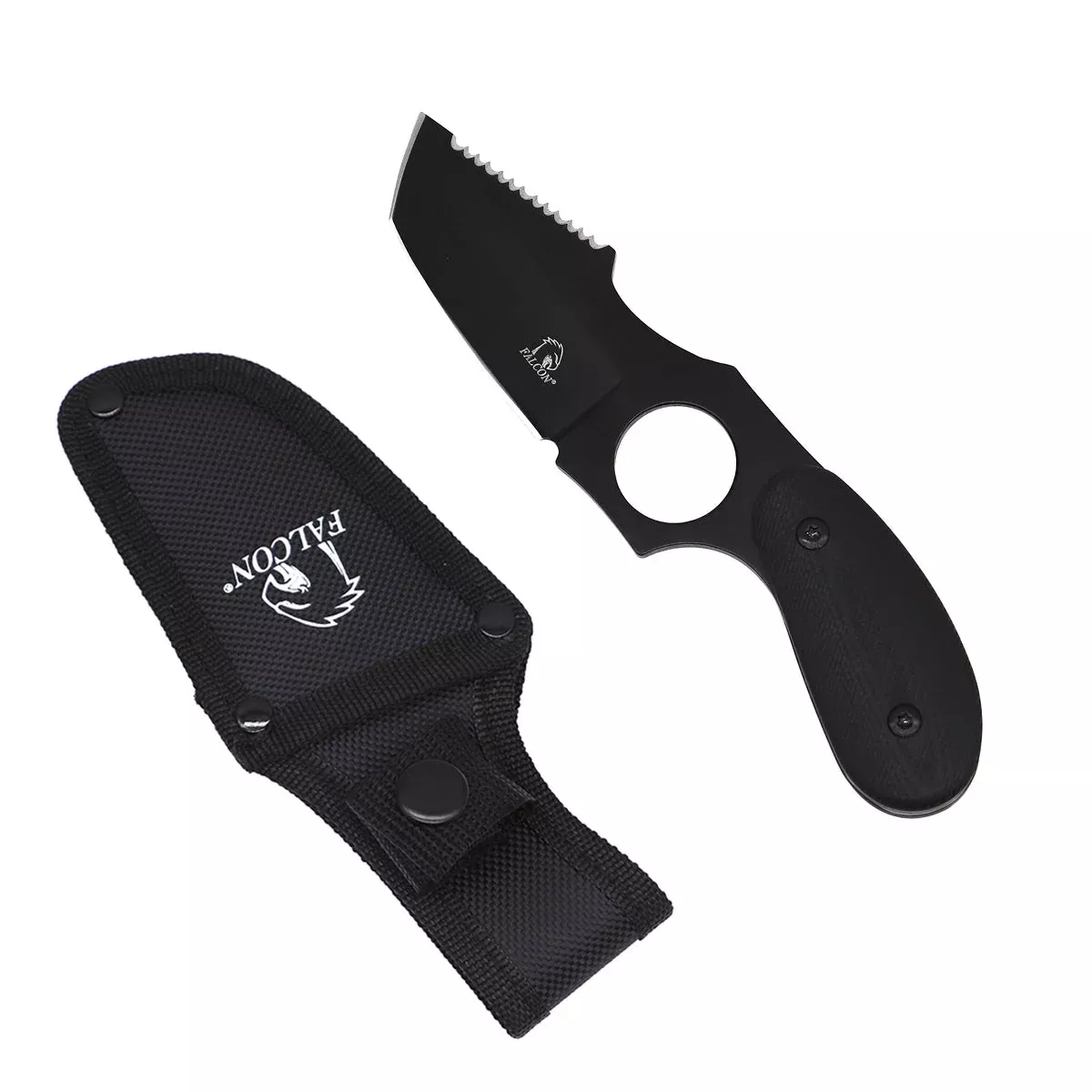 Falcon G10 Fixed-Blade Hunting Knife, Black Blade