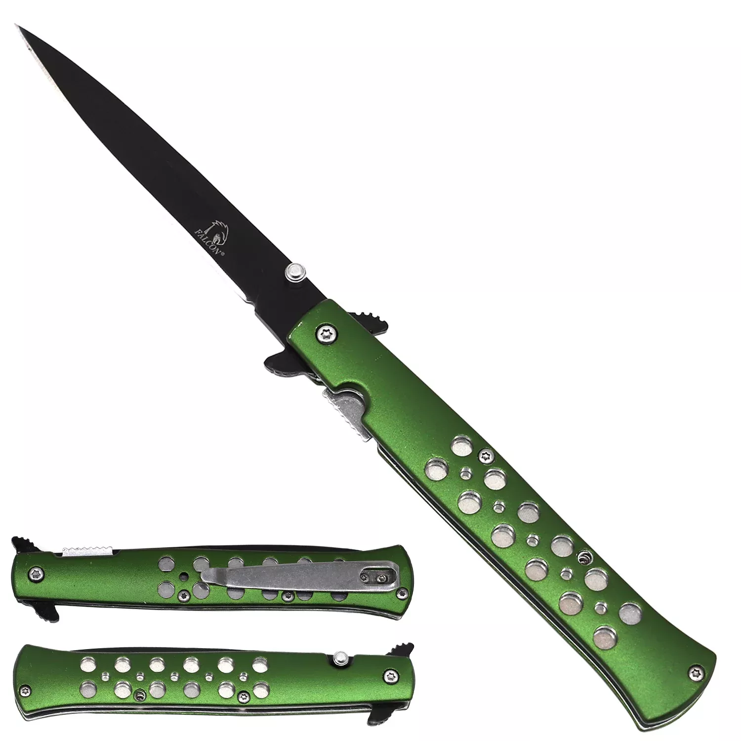 Falcon Green Stiletto Spring Assisted Pocket Knife