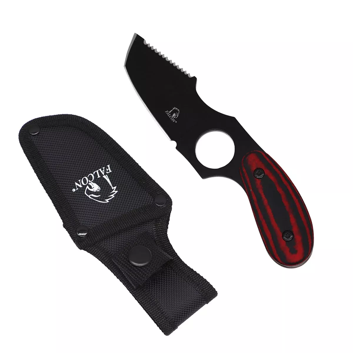 Falcon Micarta Fixed-Blade Hunting Knife with Black Blade