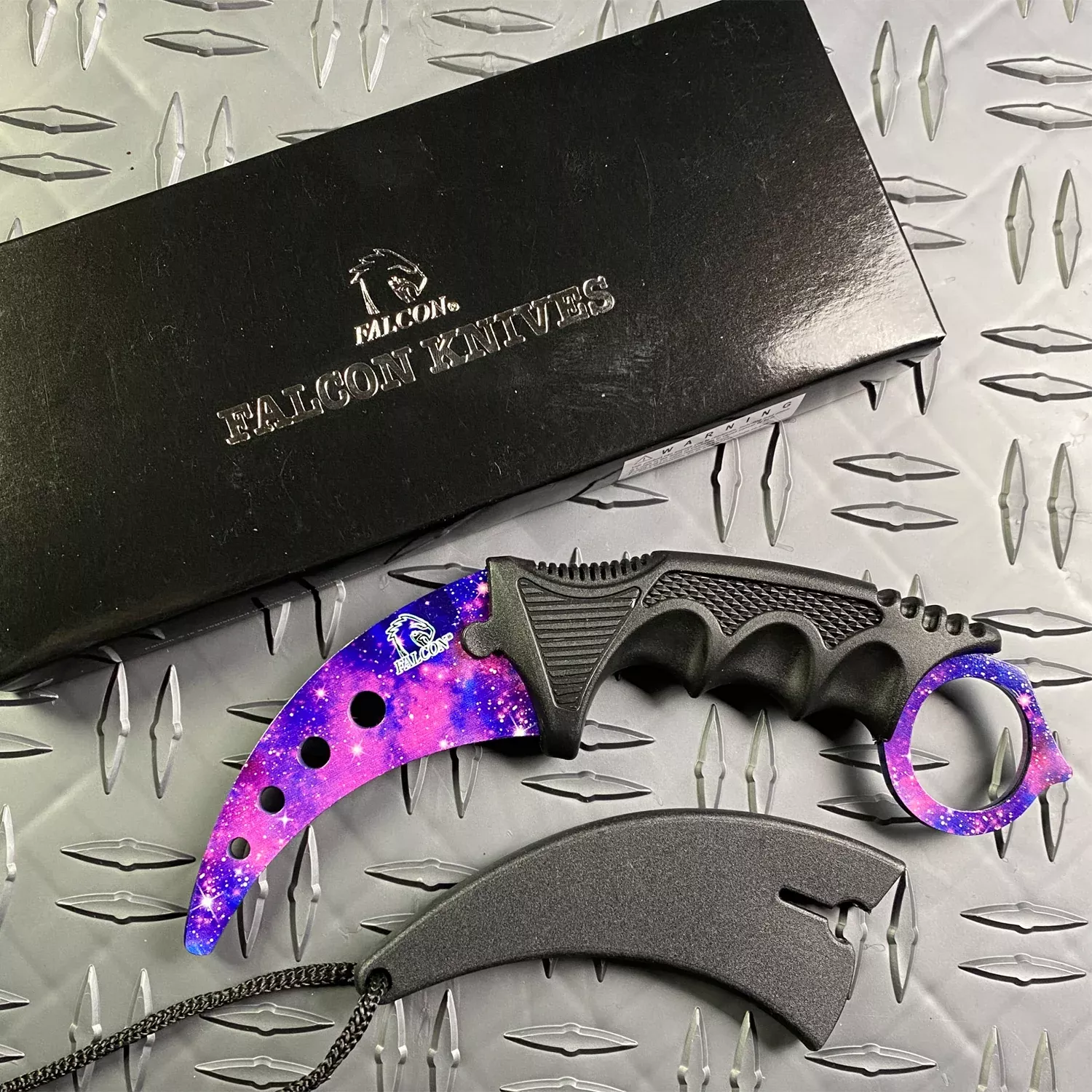 Falcon Purple Karambit Trainer Knife with Galaxy Design